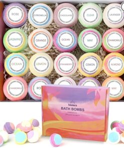 Fafamara Bath Bombs, Foaming Gift Set 20 Organic & Natural Handcrafted Essential Oils Relaxation and Stress Relief Fizzy Balls Ideal Birthday Gift for Her/Him, Women, Wife, Girlfriend, Mother